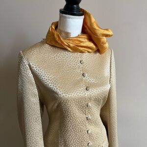 Elegant Gold Button-Up 3-Piece Suit